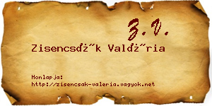 Zisencsák Valéria névjegykártya